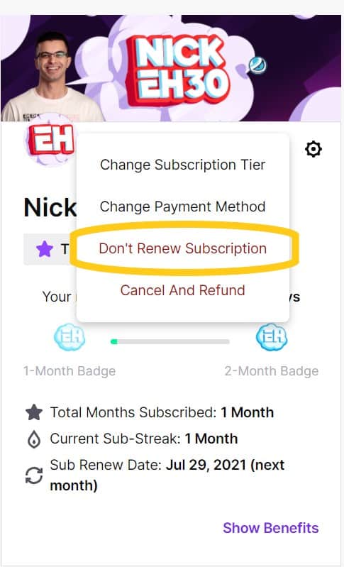 Does twitch subscription auto renew
