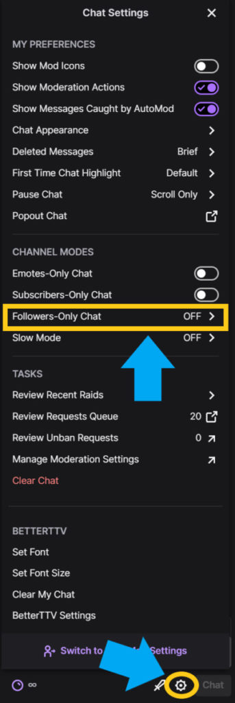 Twitch follower only chat